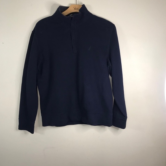Nautica navy blue quarter-zip ribbed sweatshirt - Picture 8 of 10